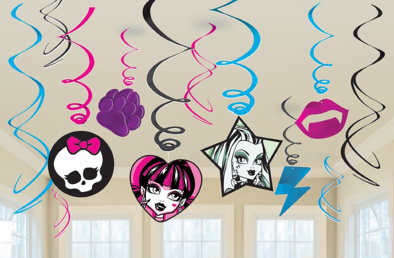 Monster High 6 Pack Swirl Decorations Party Accessories