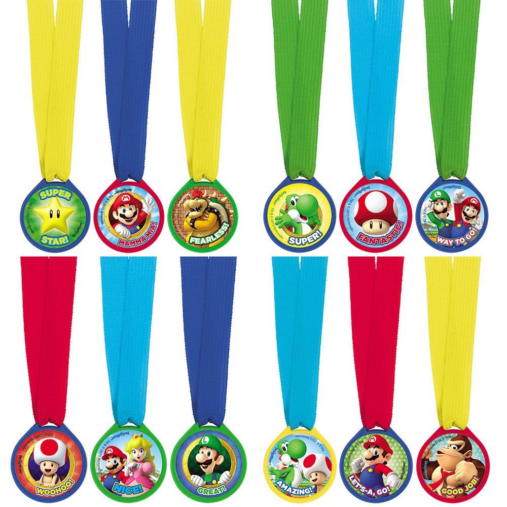 Super Mario 12 Piece Award Medal Party Accessories