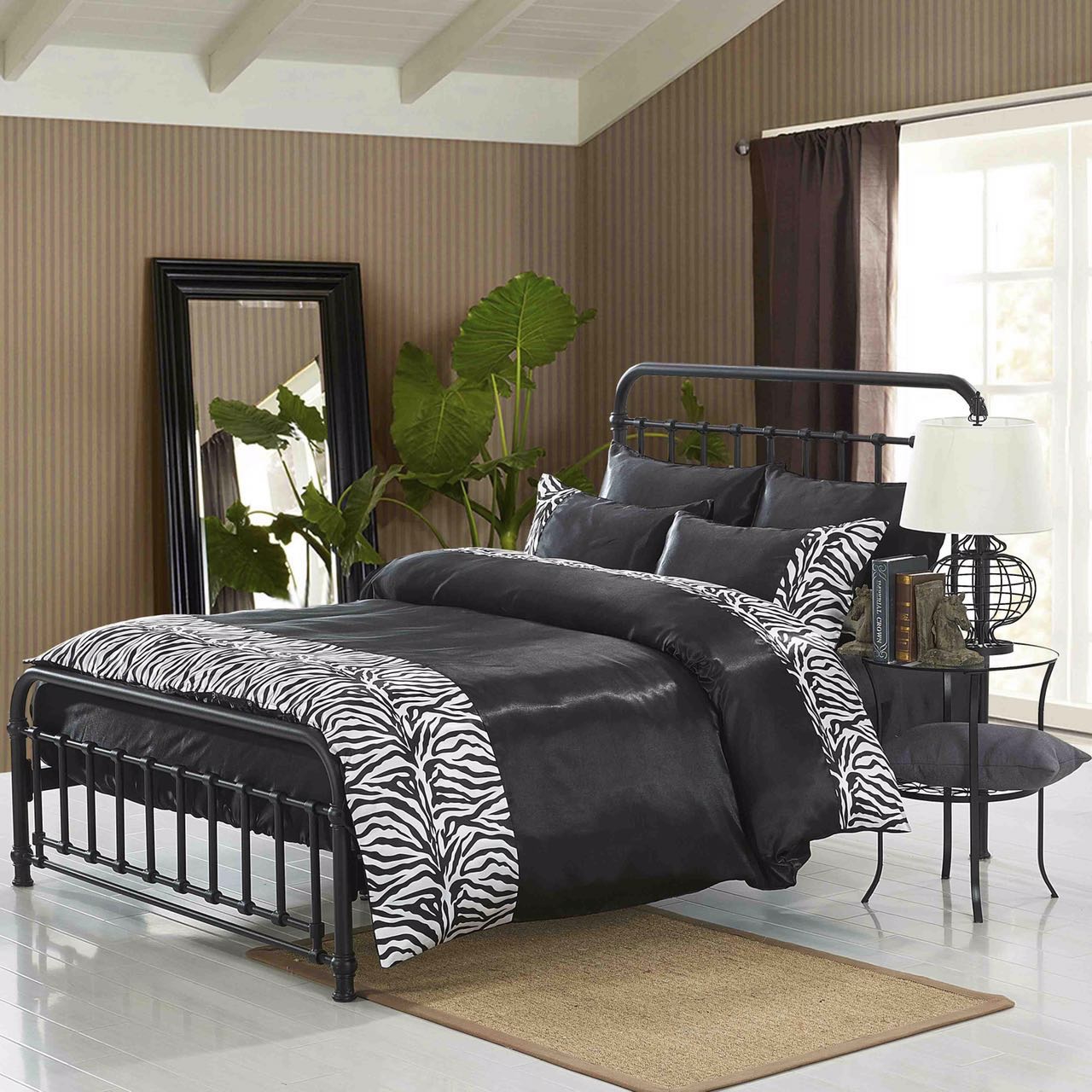 Zebra Black 6 Piece Luxury Complete Set Bedding King Duvet Cover