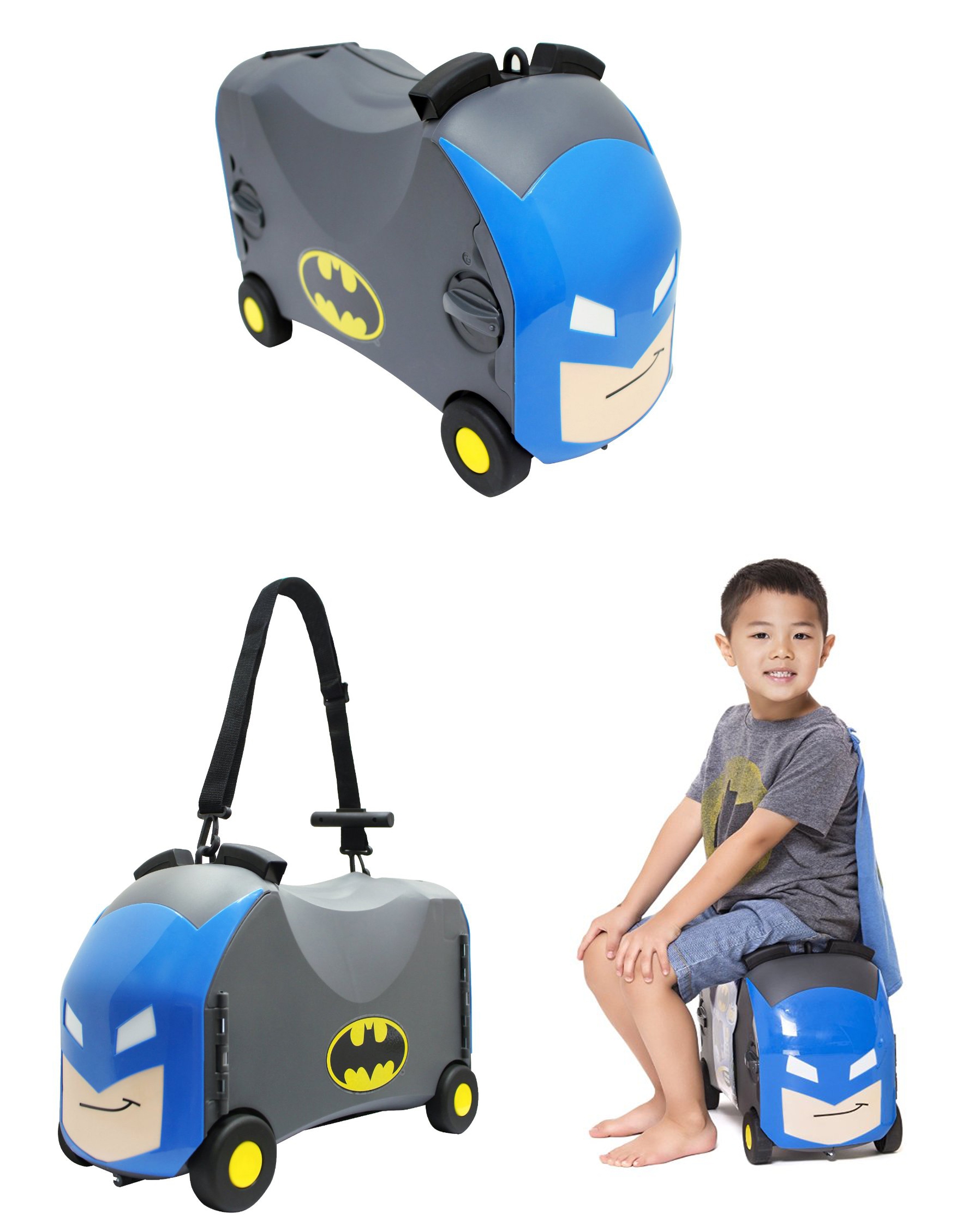 'Batman' Dc Superhero Pull Along Suitcase Hand Luggage Ride on Toy Box Ages 3 To 6 Years