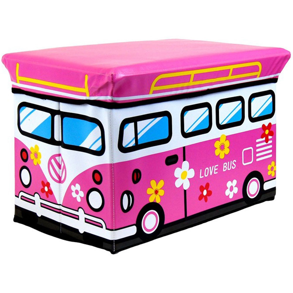 Kids Storage Seat 'Love Bus' Pink Box