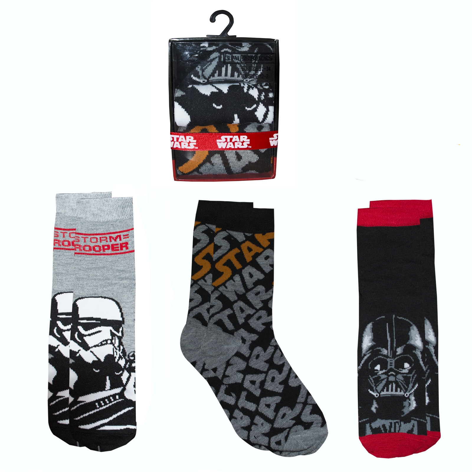 Disney Star Wars 3 Pk Socks 6-8 Size
