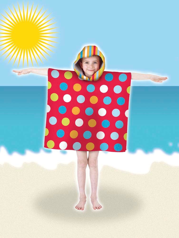 Kids Hooded Beach Bath 'Rainbow Dots' Poncho Towel Pal Accessories