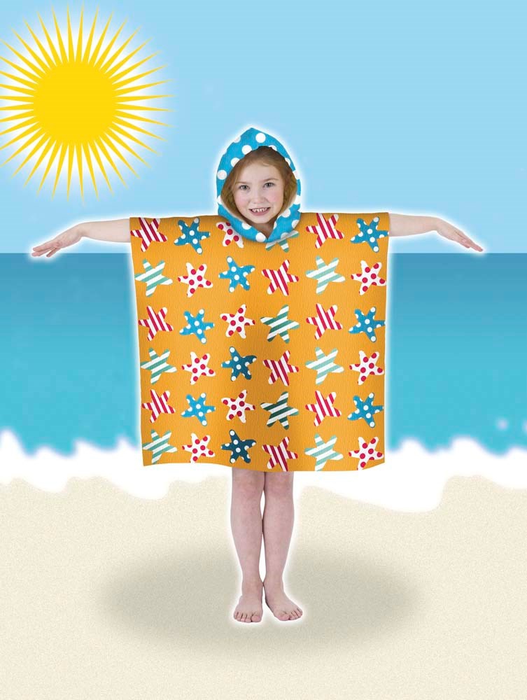 Kids Hooded Beach Bath 'Stars' Poncho Towel Pal Accessories