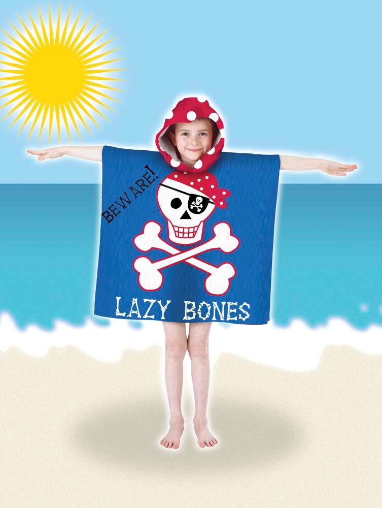 Kids Hooded Beach Bath 'Lazy Bones' Poncho Towel Pal Accessories