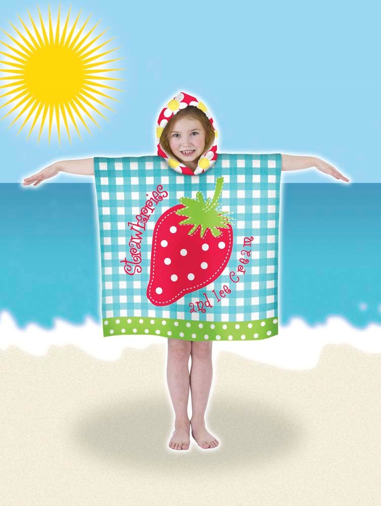 Kids Hooded Beach Bath 'Strawberry' Poncho Towel Pal Accessories