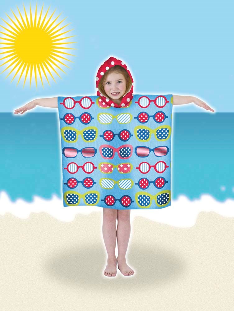 Kids Hooded Beach Bath 'Sunglasses' Poncho Towel Pal Accessories