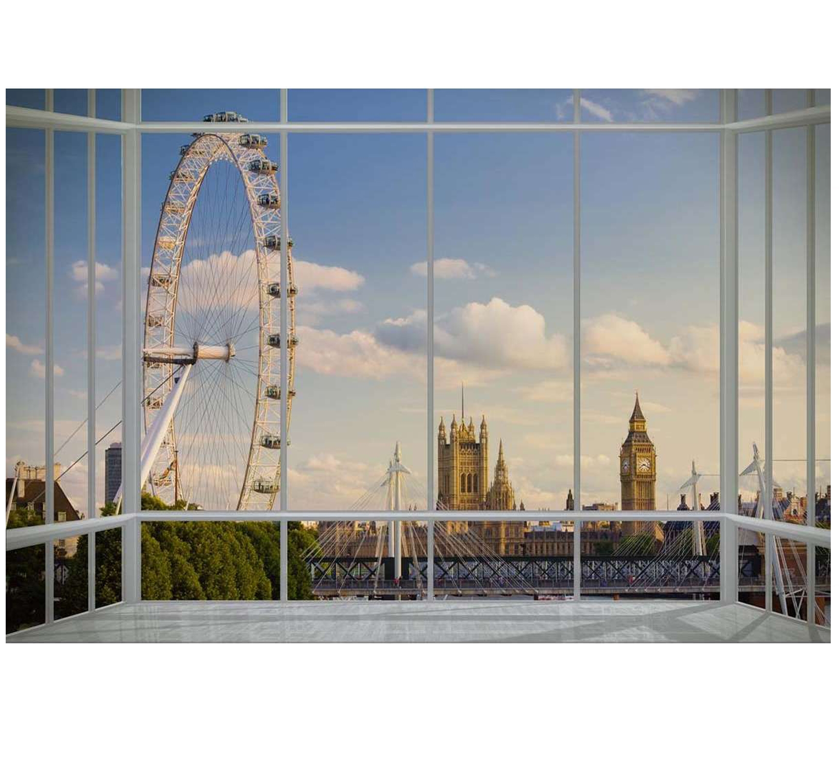London Skyline Window Wallpaper Mural Wall Paper Decoration