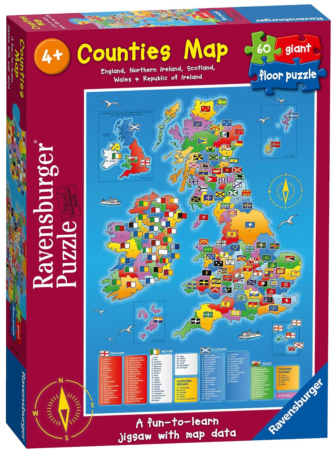 British Isles 'Counties Map' 60 Piece Jigsaw Puzzle Game