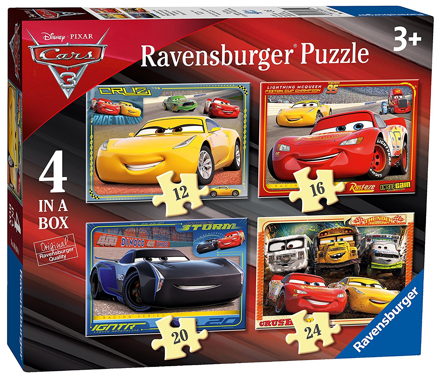 Disney Pixar Cars 3 12 16 20 24 Piece 4 Jigsaw Puzzle Game