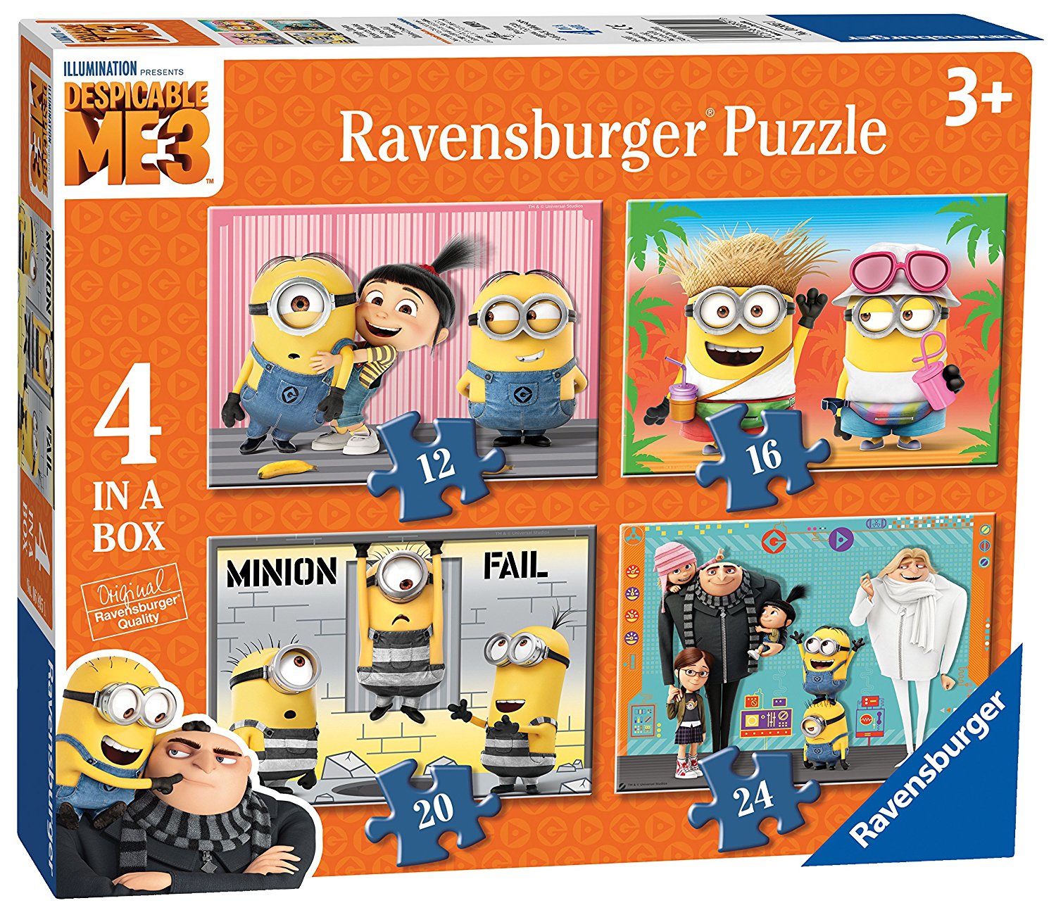 Despicable Me 3 'Minions' 12 16 20 24 Piece 4 Jigsaw Puzzle Game
