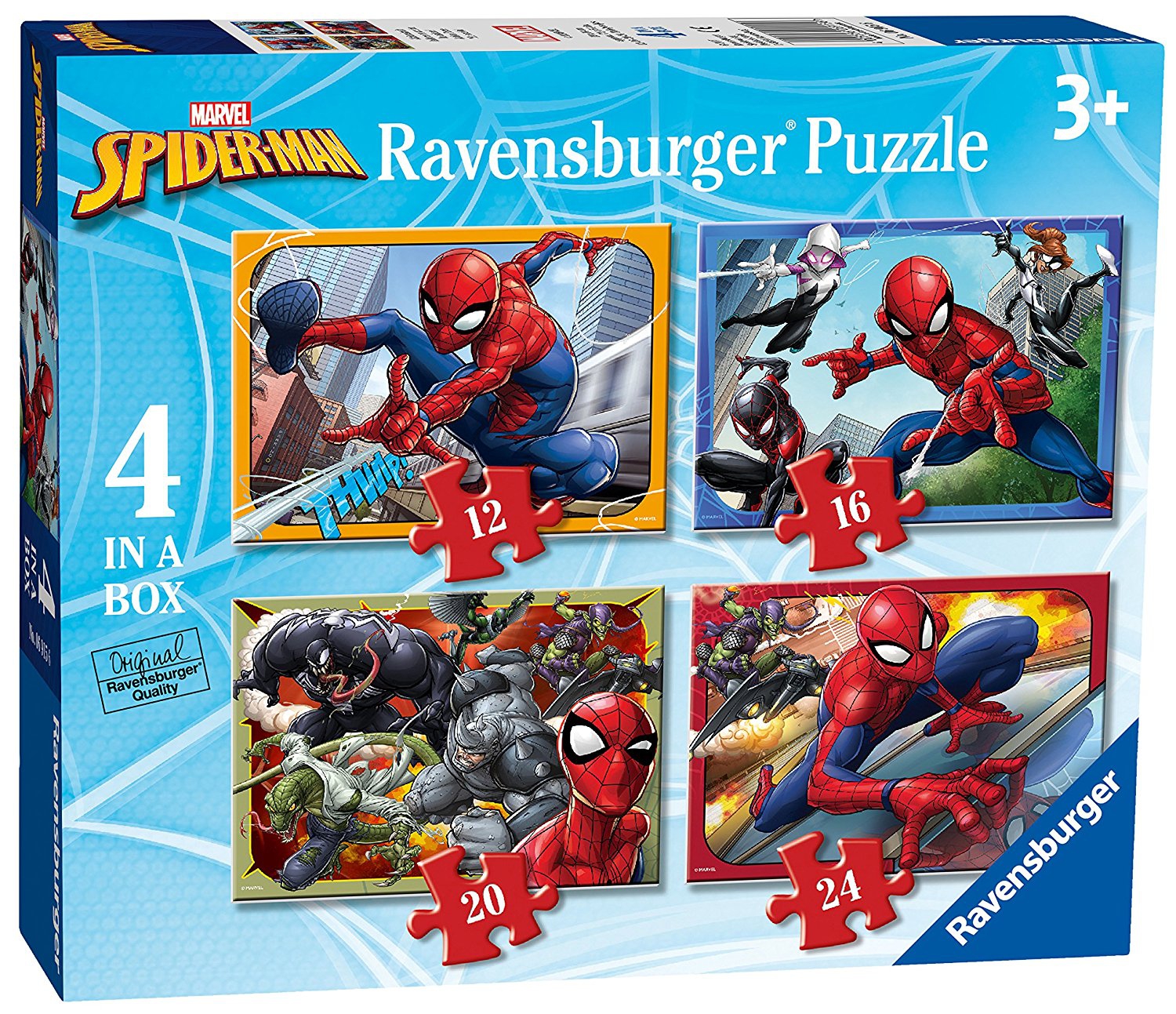 Spiderman 'Force' 12 16 20 24 Piece 4 Jigsaw Puzzle Game