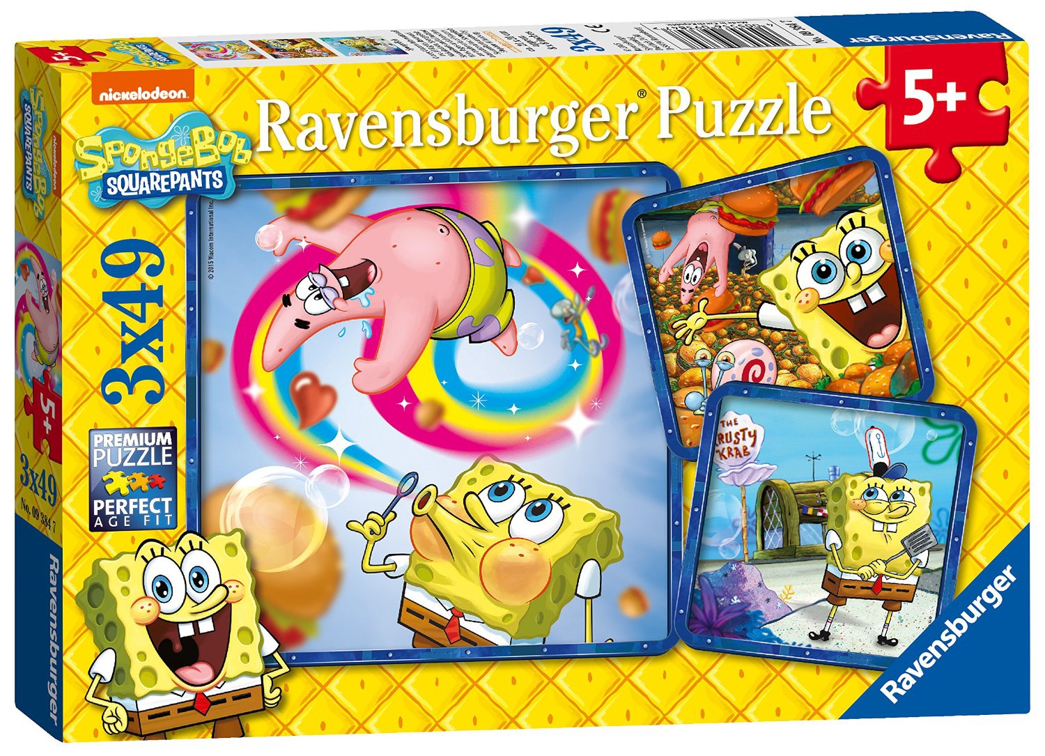 Spongebob Squarepants 3x49 Piece Jigsaw Puzzle Game