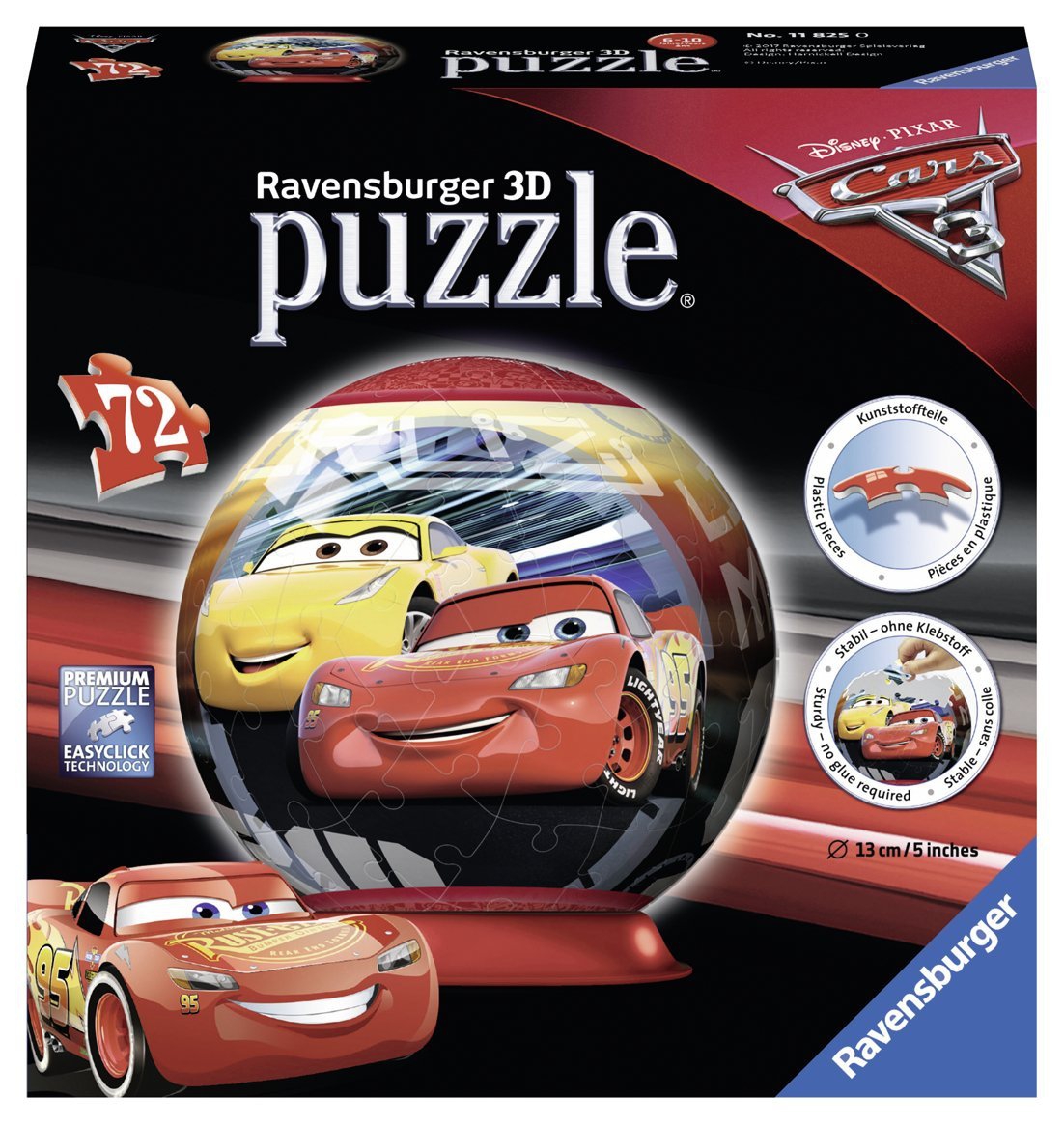 Disney Pixar Cars 3 'Lightning Mcqueen' 3d 72 Piece Ball Jigsaw Puzzle Game