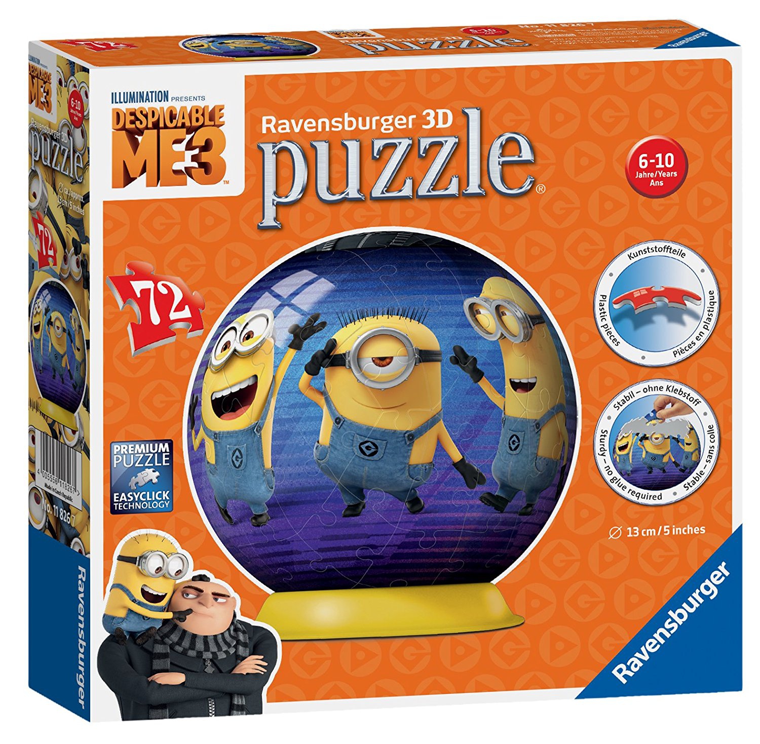 Despicable Me 3 'Minions' 3d 72 Piece Ball Jigsaw Puzzle Game