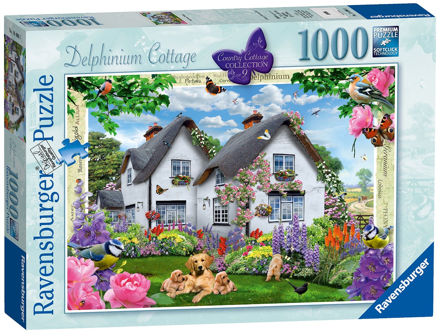 Ravensburger Country Collection Delphinium Cottage 1000 Piece Jigsaw Puzzle Game