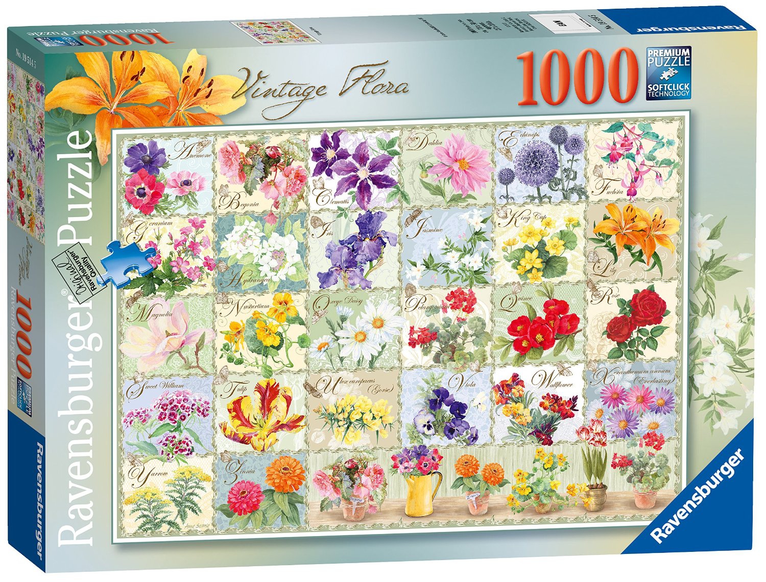 Ravensburger Vintage Flora 1000 Piece Jigsaw Puzzle Game