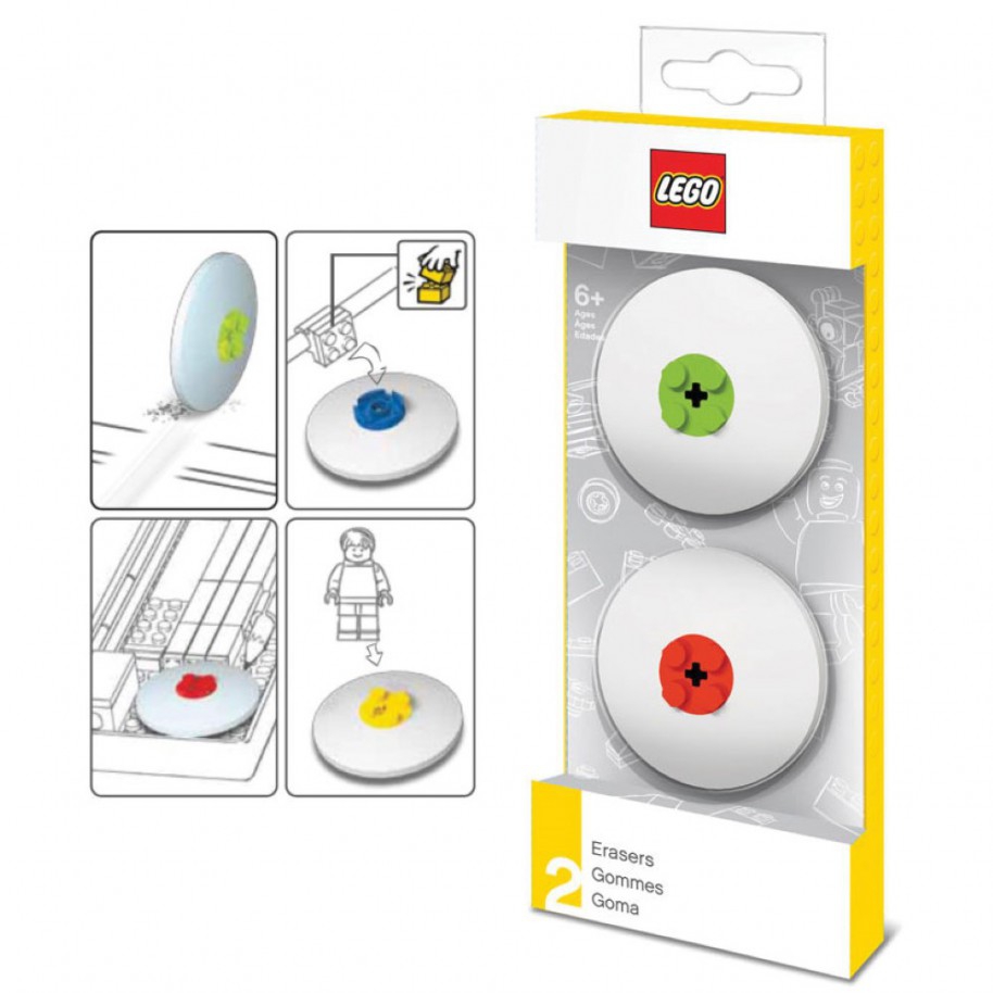 Lego 2 Pack 'Red Green' Eraser Stationery
