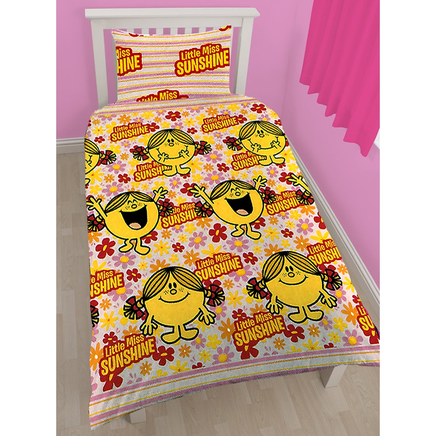 Mr Men Little Miss Sunshine Bloom Rotary Single Bed Duvet Quilt Cover Set