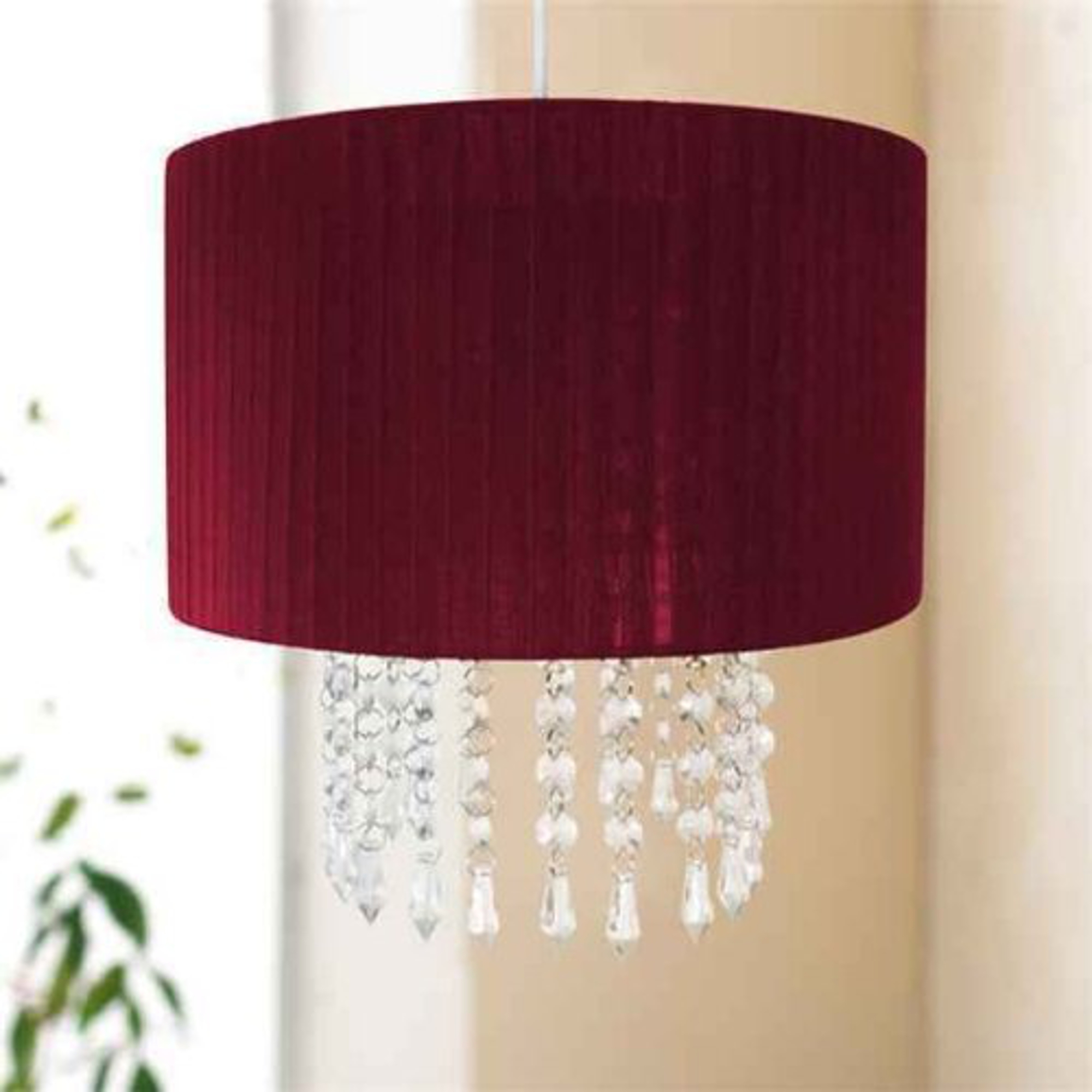 Easy Fit Chandelier 'Red' Hanging Crystals 30cm Pendant Shade Lighting