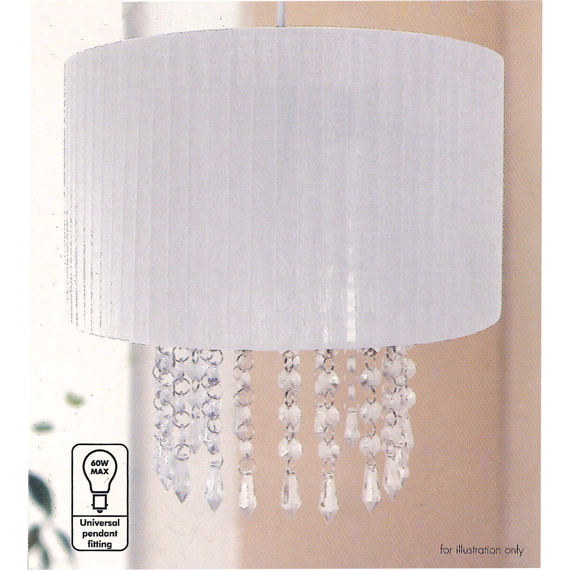Easy Fit Chandelier 'Pearl White' Hanging Crystals 30cm Pendant Shade Lighting