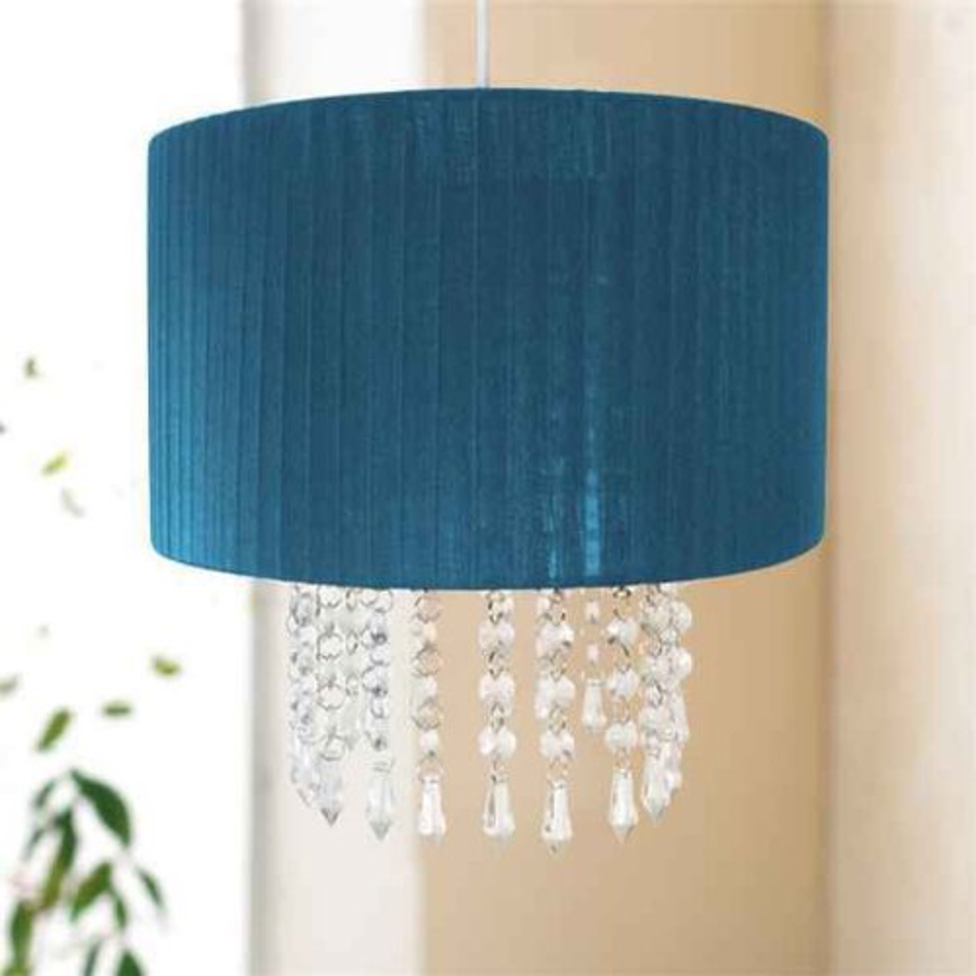 Easy Fit Chandelier 'Teal' Hanging Crystals 30cm Pendant Shade Lighting