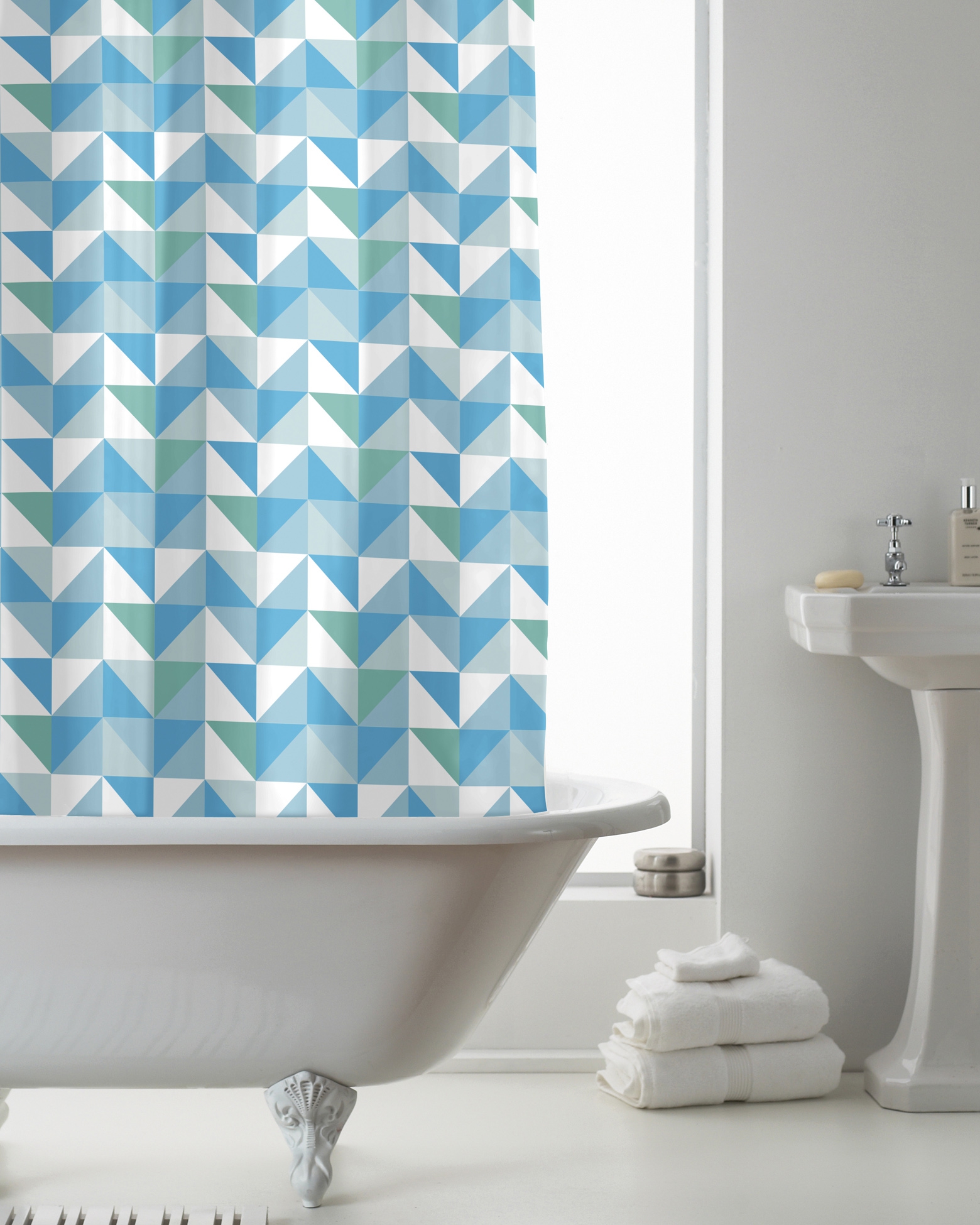 'Geometric' Hookless Without Hook Shower Curtain