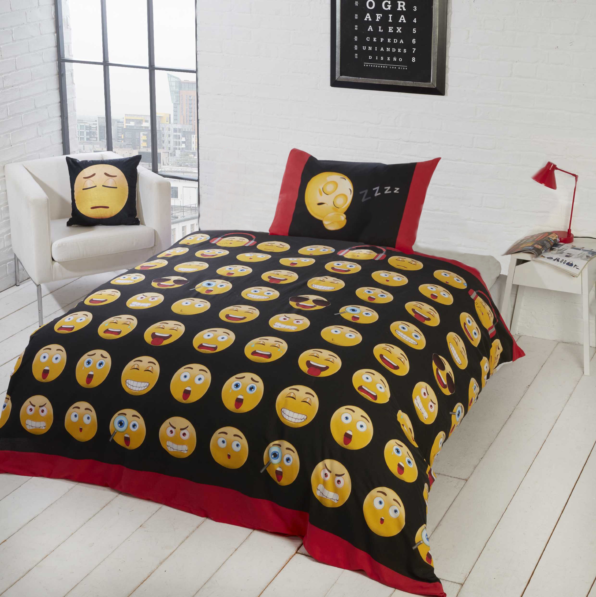 Emotions Emoticons 'Icons' Multi Reversible Rotary Single Bed Duvet Quilt Cover Set