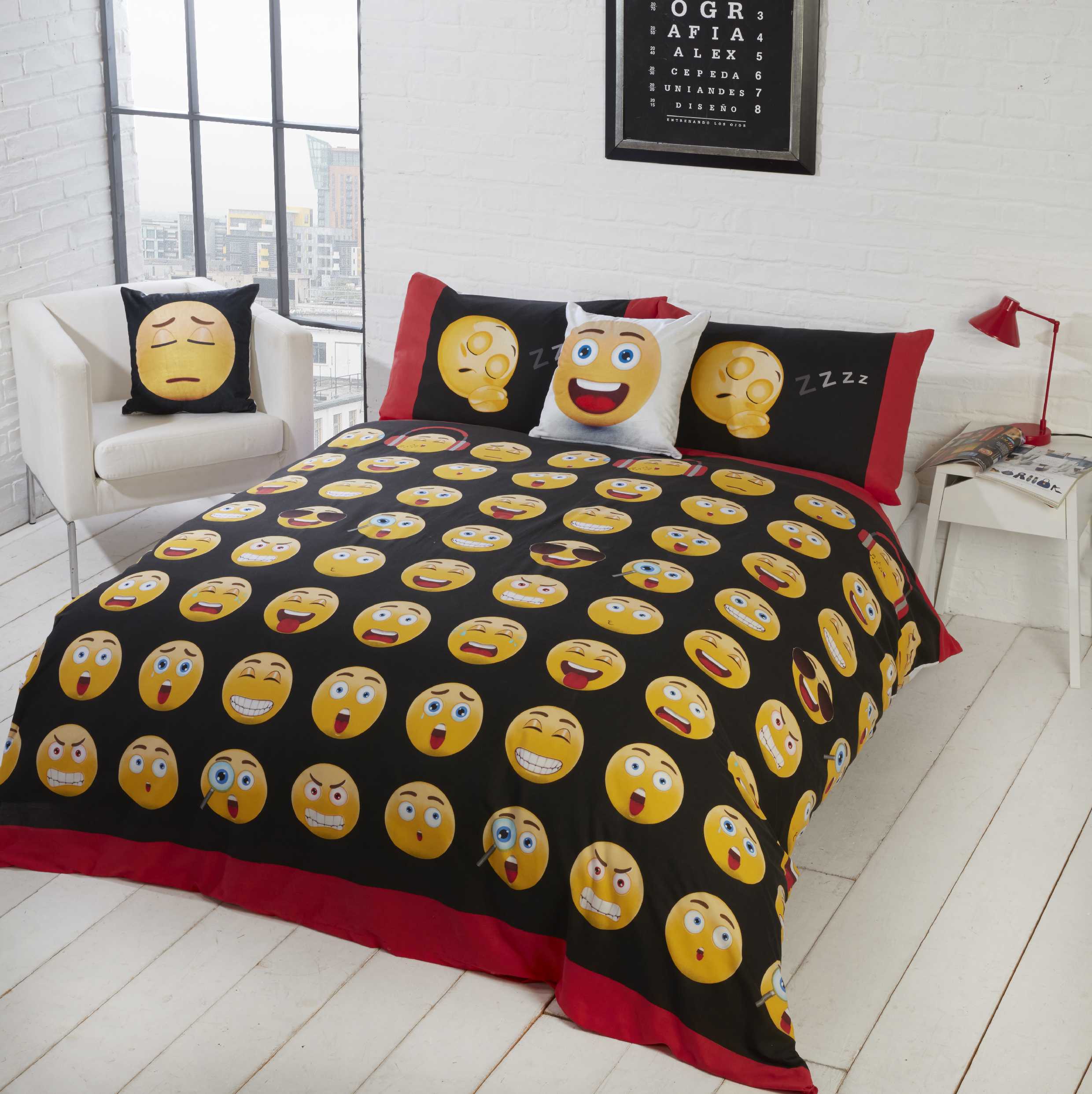 Emotions Emoticons 'Icons' Multi Reversible Rotary Double Bed Duvet Quilt Cover Set