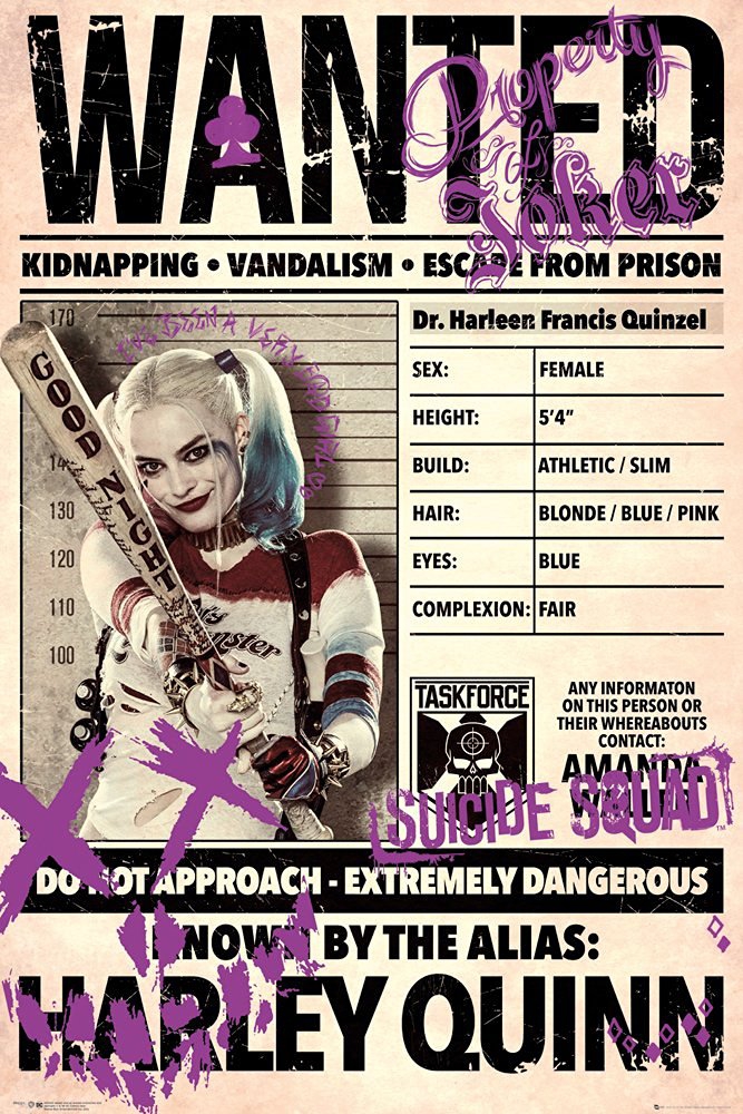 Suicide Squad Harley Quinn 'Wanted' Maxi Poster Wall Decoration
