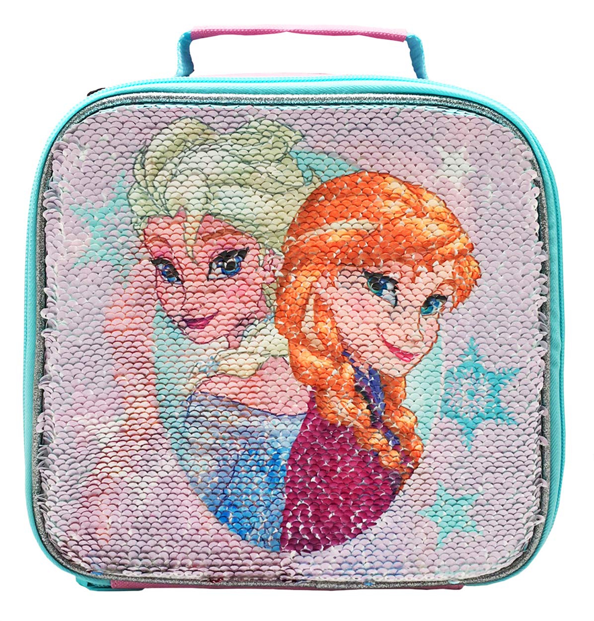 Disney Frozen Shimmer Sequin 'Multi Design In One' School Premium Lunch Bag Insulated