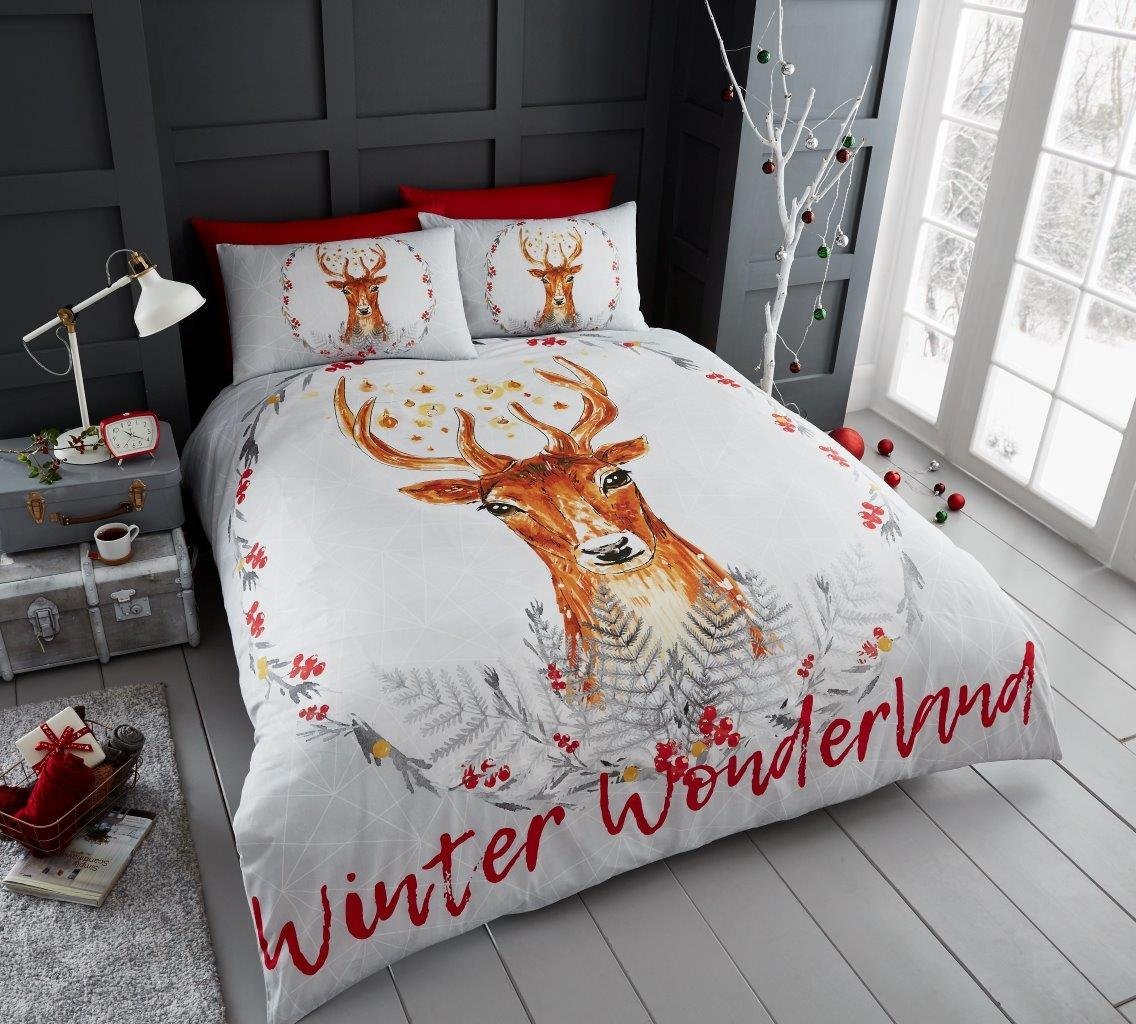 Winter Wonderland 'Christmas' Panel Double Bed Duvet Quilt Cover Set