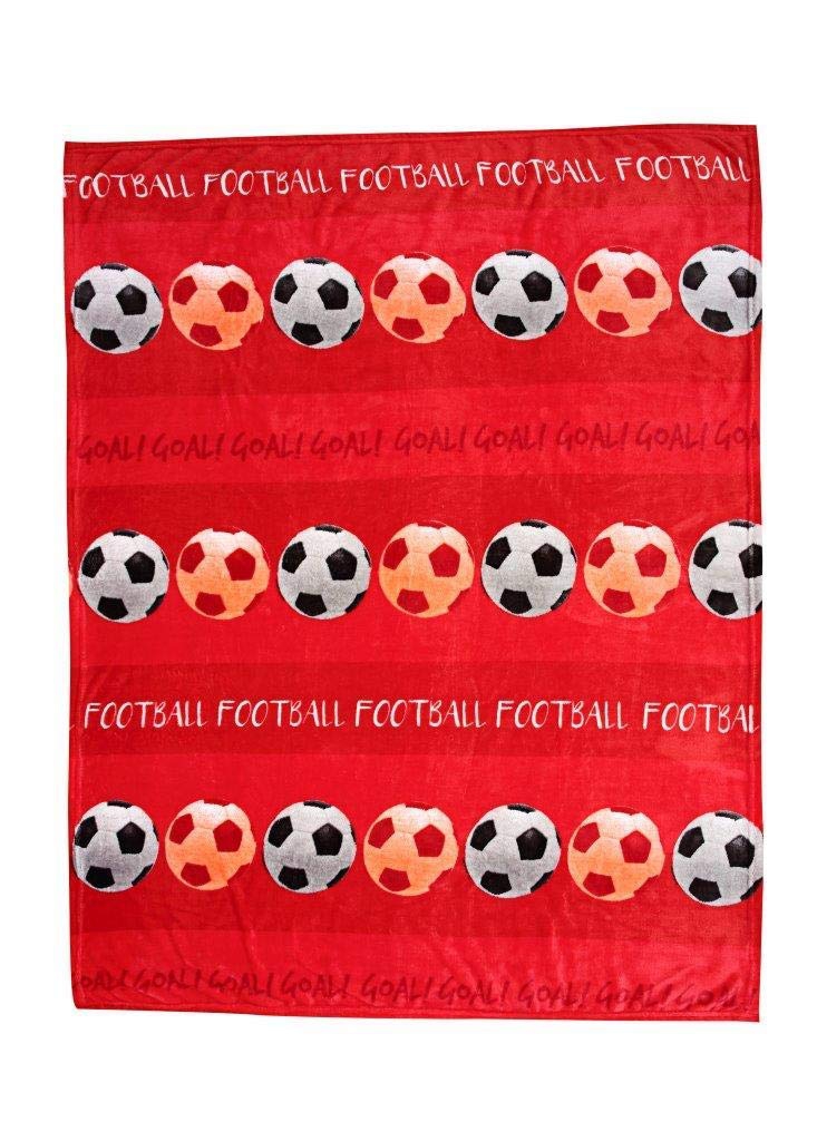 Luxury Kids Football Red Printed Fc Rotary Fleece Blanket Throw