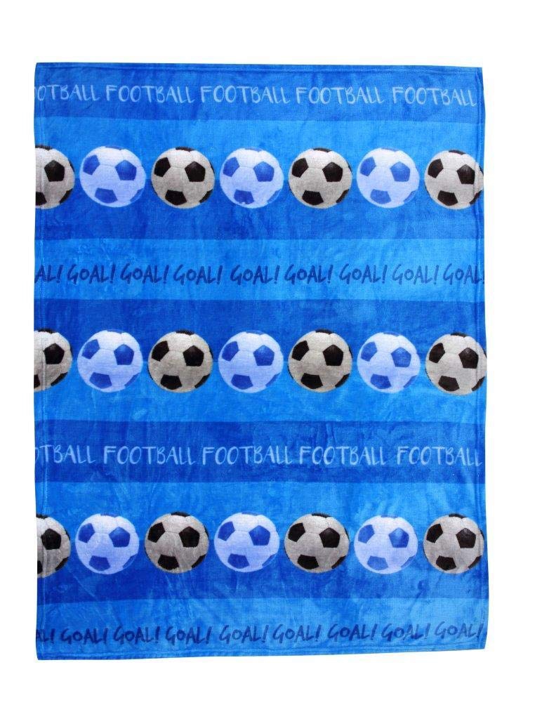 Luxury Kids Football Blue Printed Fc Rotary Fleece Blanket Throw