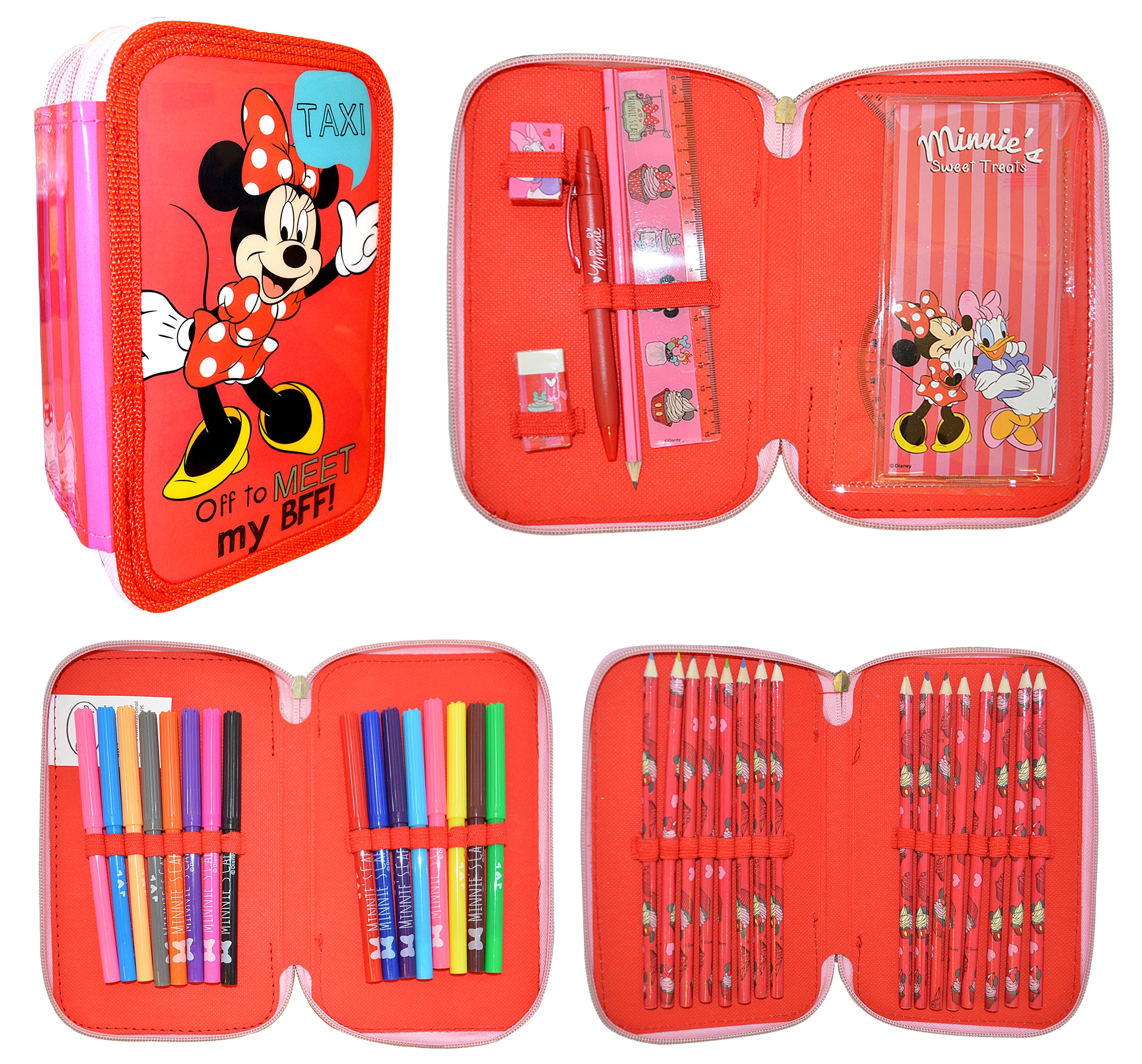 Disney Minnie Mouse Triple Tier Filled Pencil Case Stationery