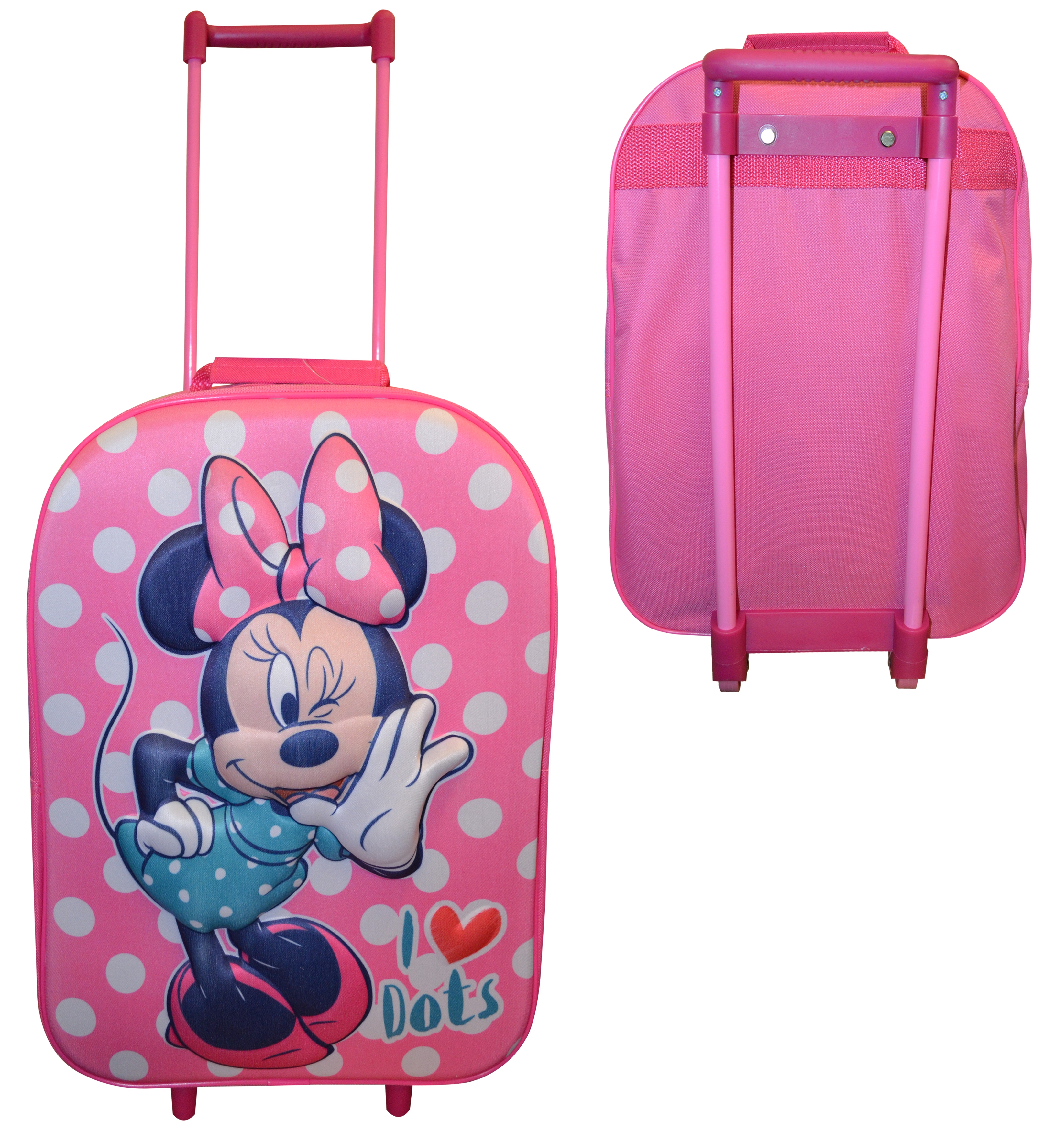 Disney Minnie Mouse 3d Large School Travel Trolley Roller Wheeled Bag