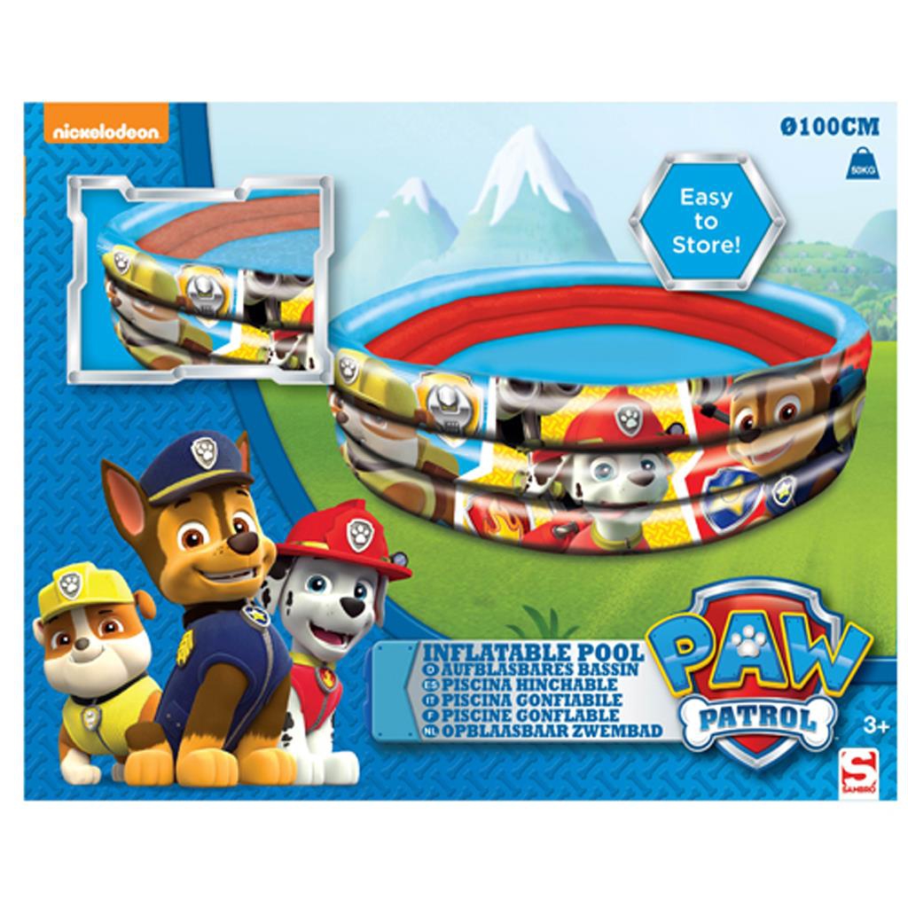 Paw Patrol Inflatable 3 Ring 100cm Play Pool Outdoor