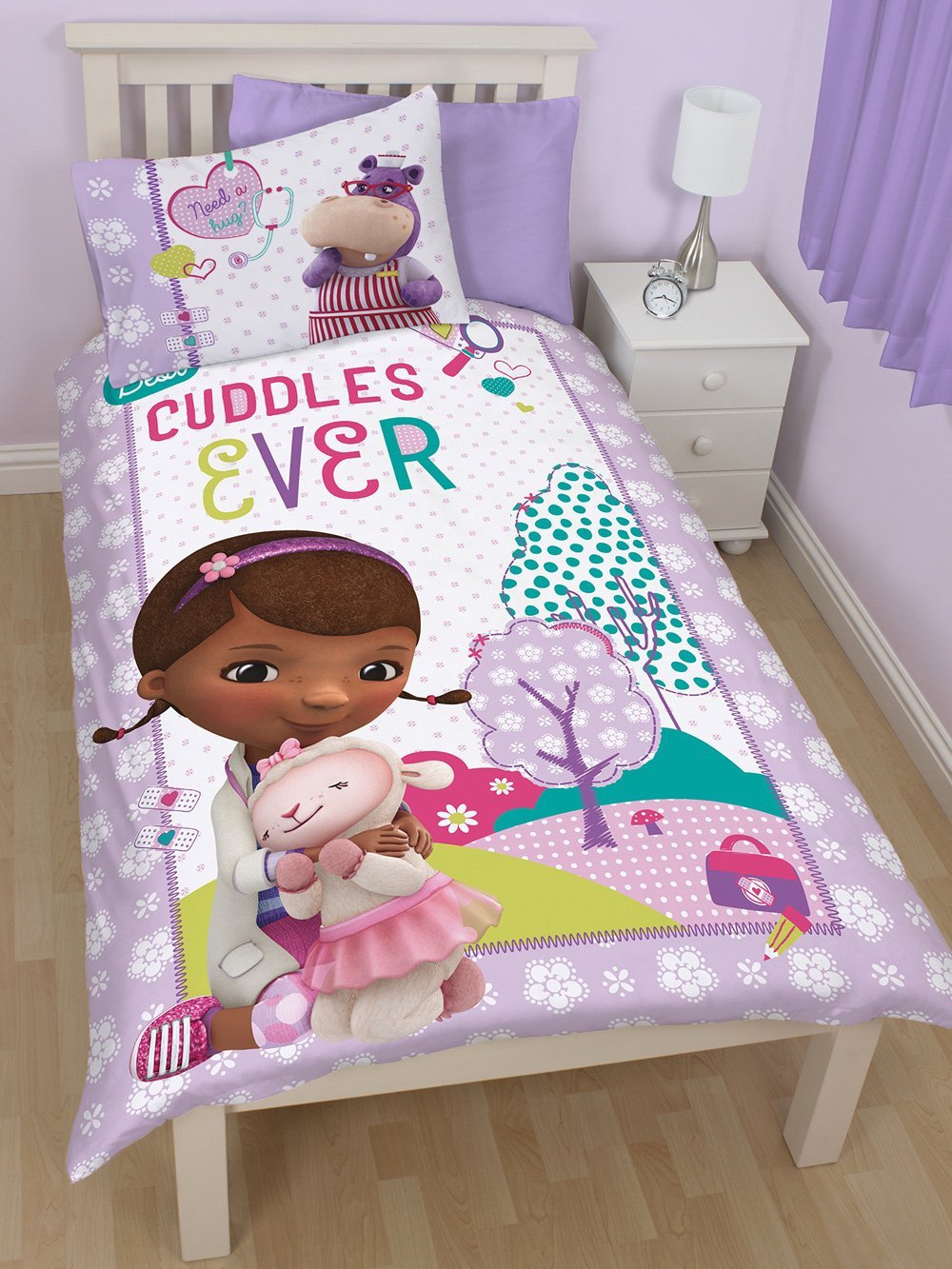 Disney Doc Mcstuffins 'Hugs' Reversible Panel Single Bed Duvet Quilt Cover Set