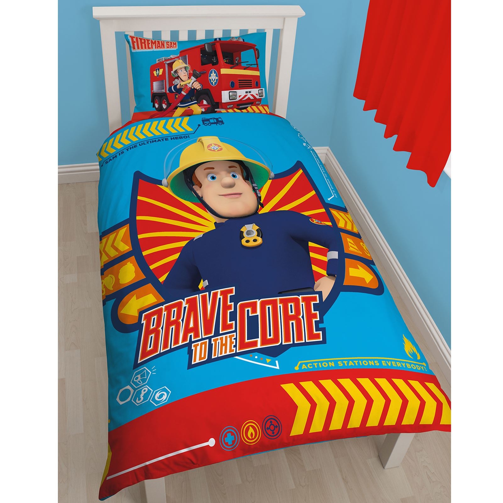 Fireman Sam Brave To The Core Reversible Panel Single Bed Duvet Quilt Cover Set