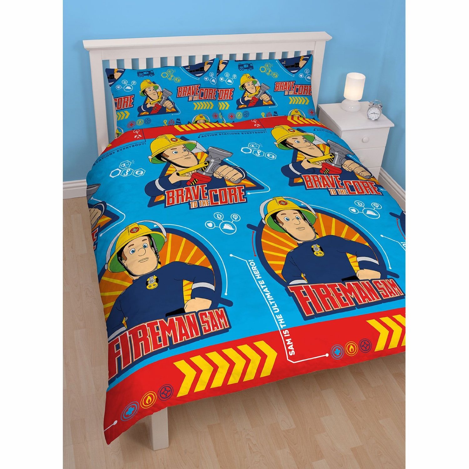 Fireman Sam 'Brave' Rotary Double Bed Duvet Quilt Cover Set