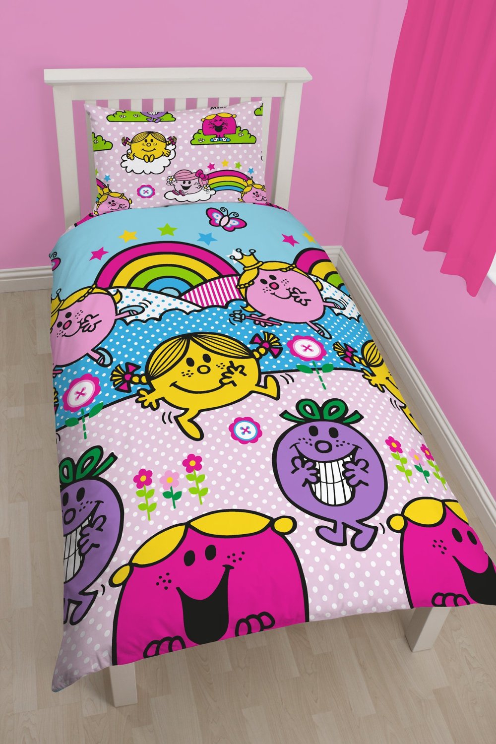 Mr Men & Little Miss Rainbow Rotary Single Bed Duvet Quilt Cover Set