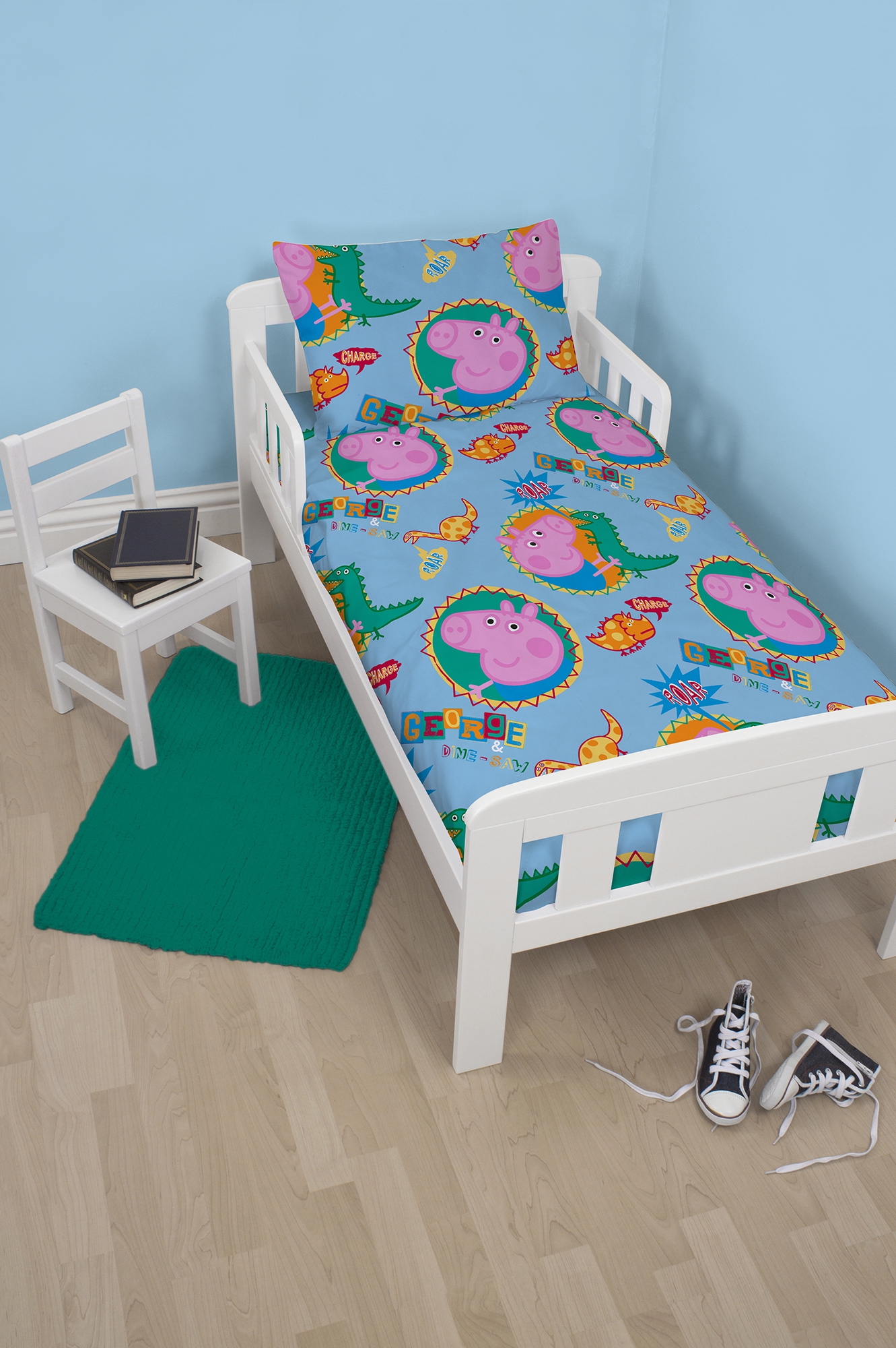 Peppa Pig George 'Roar' Toddler Rotary Junior Cot Bed Duvet Quilt Cover Set