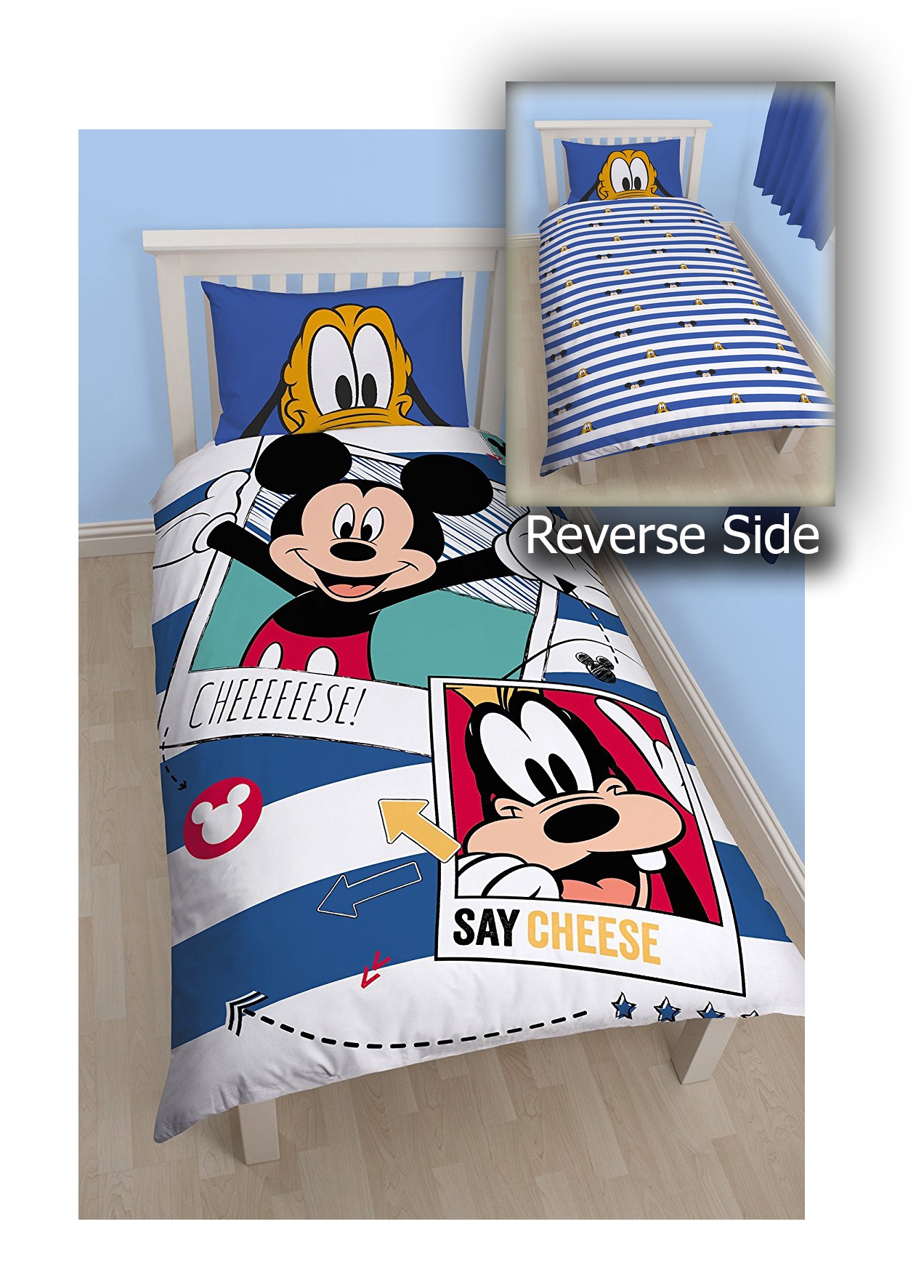 Disney Mickey Mouse 'Polaroid' Reversible Panel Single Bed Duvet Quilt Cover Set
