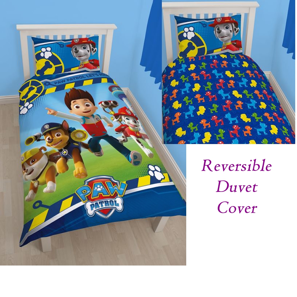 Paw Patrol Let' S Roll Reversible Panel Single Bed Duvet Quilt Cover Set