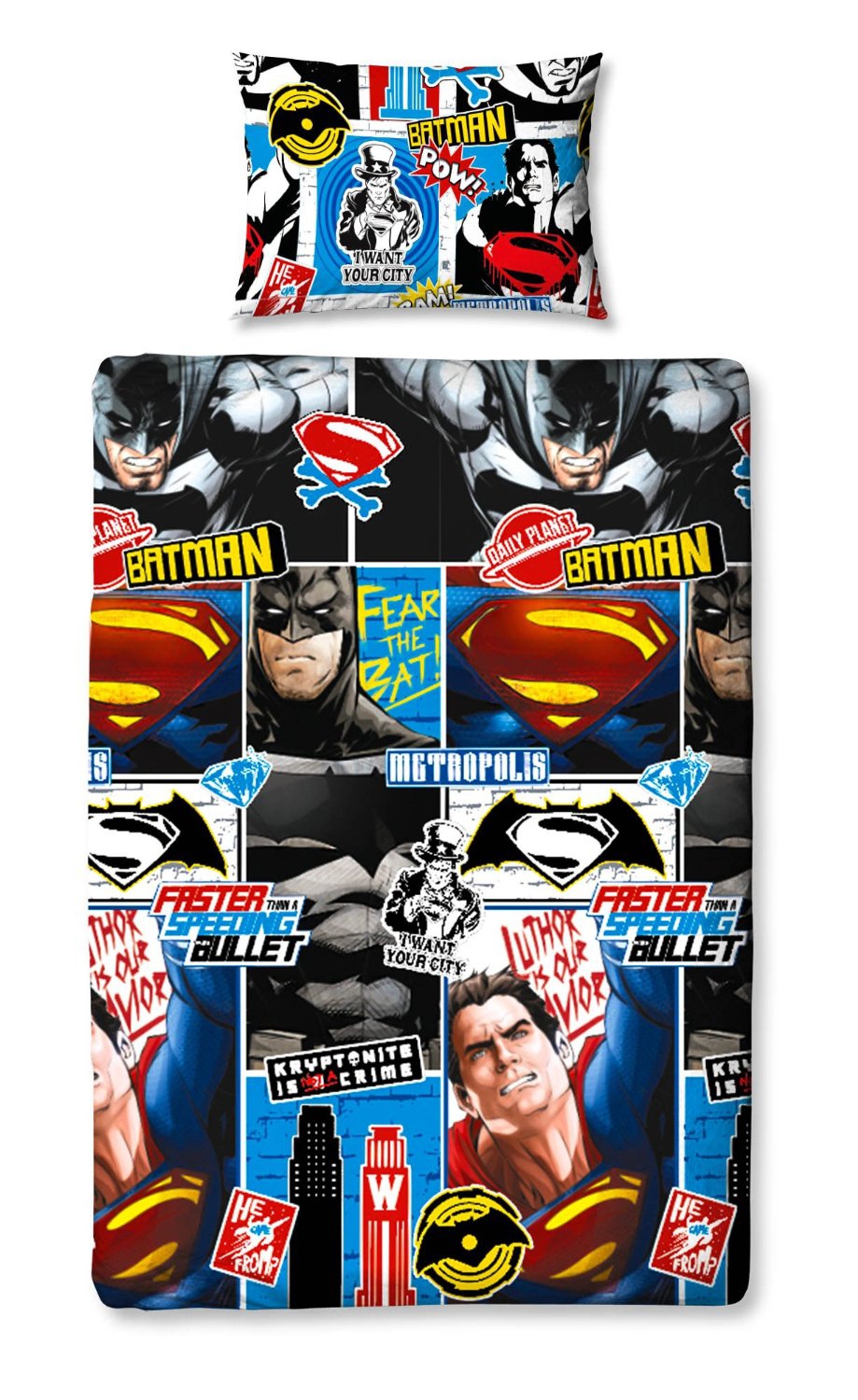 Batman vs Superman 'Clash' Rotary Single Bed Duvet Quilt Cover Set