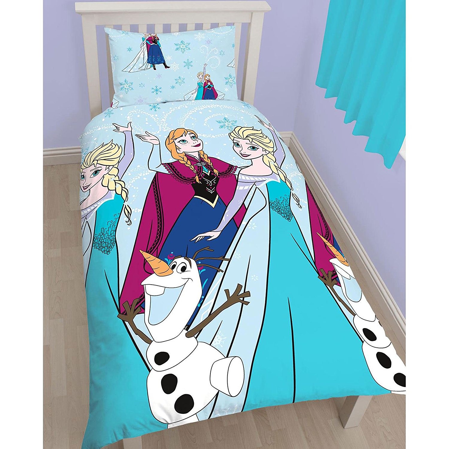 Disney Frozen 'Lights' Reversible Rotary Single Bed Duvet Quilt Cover Set