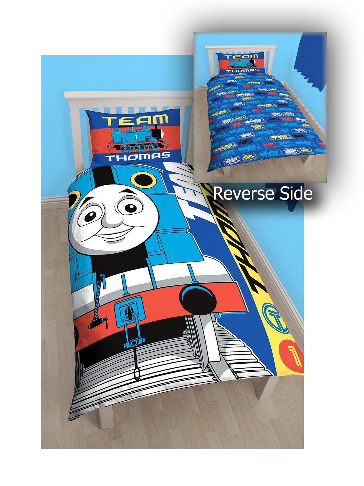 Thomas The Tank Engine 'Team' Reversible Panel Single Bed Duvet Quilt Cover Set