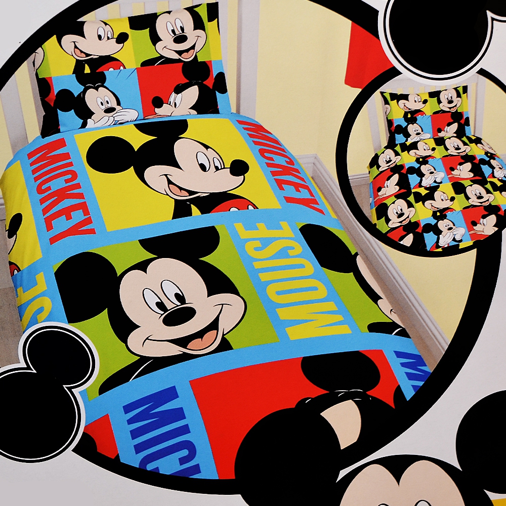 Disney Mickey Mouse Bright Rotary Single Bed Duvet Quilt Cover Set