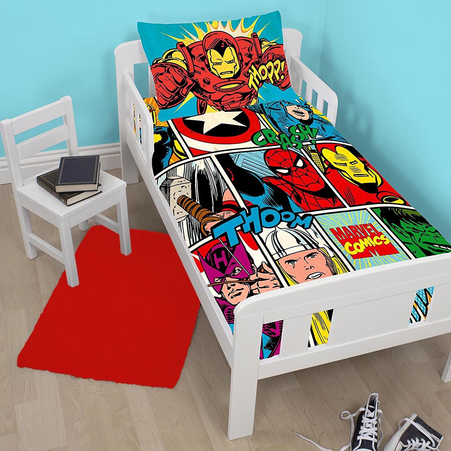 Marvel Comics Strike Panel Junior Cot Bed Duvet Quilt Cover Set