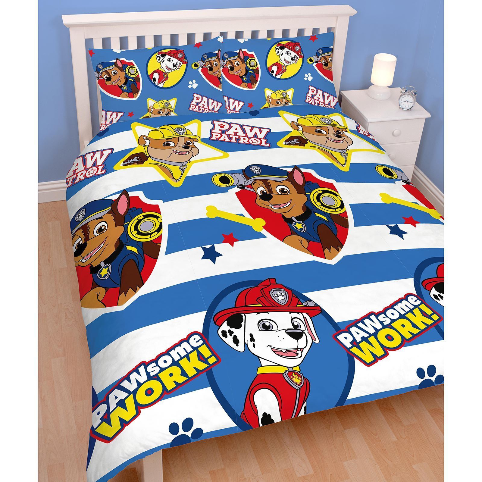 Paw Patrol 'Pawsome' Reversible Rotary Double Bed Duvet Quilt Cover Set